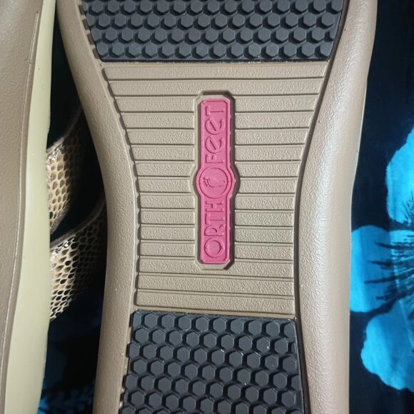 Orthofeet Gaya Thong Sandals Womens 9.5 WIDE Brown Snake Print Orthotic Insole - Picture 7 of 12